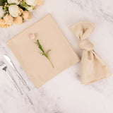 5 Pack Beige Premium Polyester Dinner Napkins, Seamless Cloth Napkins