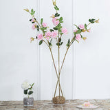 2 Stems | 38inch Tall Pink Artificial Silk Rose Flower Bouquet Bushes