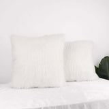 2 Pack | 18Inch White Faux Fur Sheepskin Throw Pillow Cases, Square Pillow Covers