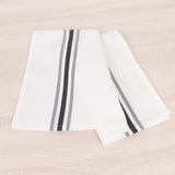 10 Pack White Spun Polyester Cloth Napkins with Black Reverse Stripes