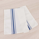 10 Pack White Spun Polyester Cloth Napkins with Blue Reverse Stripes