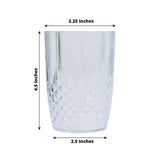 6 Pack | 16oz Clear Crystal Cut Short Reusable Plastic Tumbler Glasses