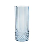 6 Pack 14oz Dusty Blue Crystal Cut Reusable Plastic Cocktail Tumbler Cups, Shatterproof#whtbkgd