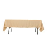 60"x102" Beige Lamour Satin Rectangle Tablecloth