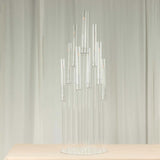 10 Arm Clear Acrylic Cluster Round Pillar Candle Stick Stand, 47inch Candelabra