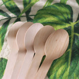 100 Pack | 6inch Eco Friendly Birchwood Disposable Picnic Spoons, Cutlery