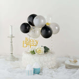 11 Pcs | Confetti Balloon Cake Topper Kit, Mini Balloon Garland Cloud Cake Decorations - Black, Silver and Clear