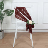 5 Pack | Burgundy Gauze Cheesecloth Boho Chair Sashes - 16inch x 88inch