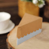 10 Pack | 5x3inch Natural / White Single Slice Paper Cake Boxes, Triangular Pie Slice Dessert Box