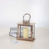 Blush/Rose Gold Cage Top Stainless Steel Candle Lantern Centerpiece Outdoor Metal Patio Lantern