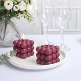 2 Pack | 2inch Burgundy Flameless Flickering LED Bubble Candles