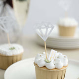 24 Pack | Silver Diamond Ring Cupcake Toppers, Party Cake Picks