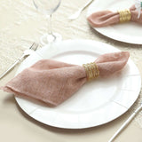 5 Pack | Dusty Rose Boho Chic Rustic Faux Burlap Cloth Dinner Napkins - 19inch