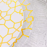 20 Pack Set | 9inch, 7inch White & Clear Geometric Gold Print Plastic Plates