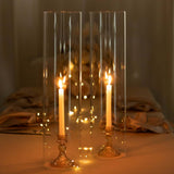 2 Pack Clear Candelabra Candle Holder Glass Shades With Open Ends, Pillar Hurricane Candle Shades