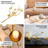 2ft Gold Manzanita Tree Branch Candelabra Metal Twig Branch Candle Holder Stand