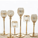 12inch Gold Crystal Beaded Chandelier Votive Pillar Candle Holder, Metal Tealight Candle Stand