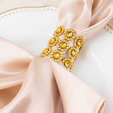 10 Pack Gold Sunflower Diamond Rhinestones Napkin Holders With Velcro, Elegant Wedding Napkin Rings