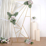 7ft Tall Gold Metal Rectangular Geometric Flower Frame Prop Stand