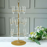 33inch Gold Metal 12-Arm Cocktail Glass Tree Stand, Champagne Flute Long Stem