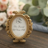 4 Pack | Gold Resin 4" Decorative Baroque Oval Party Favors Picture Frame, Beaded Place Card Holders