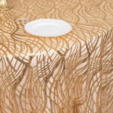 120inch Gold Wave Mesh Round Tablecloth With Embroidered Sequins