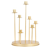 15inch Tall Gold 7-Arm Metal Cluster Round Taper Candelabra#whtbkgd