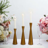 Set of 3 Nordic Hourglass Style Gold Metal Candlestick Holders, Modern European Style Taper