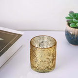 6 Pack | Gold Mercury Glass Palm Leaf Candle Holders, Votive Tealight Holders