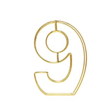 8" Tall | Gold Wedding Table Numbers | Freestanding 3D Decorative Metal Wire Numbers | 9#whtbkgd