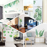 Green Tropical Palm Leaves Wall Decals, Plant Peel Removable Stickers