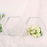 2 Pack | 9Inch Hexagon Whitewashed Wood Centerpiece, Geometric Terrarium, Honeycomb Storage Shelf