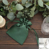 12 Pack | 5x7inch Hunter Emerald Green Satin Wedding Party Favor Bags, Drawstring Pouch Gift Bags