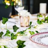 7ft Warm White 20 LED Green Silk Ivy Garland Vine String Lights, Battery Operated Fairy Lights