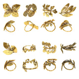 8 Pack Glossy Gold Metal Leaf Napkin Rings, Vintage Herb Napkin Holders#whtbkgd