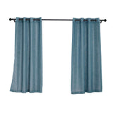 2 Pack | Handmade Blue Faux Linen Curtains 52x64inch Curtain Panels With Chrome Grommets