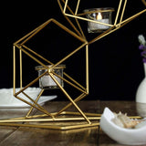 25Inch Tall Gold Linked Geometric Tealight Candle Holder Set With Votive Glass Holders