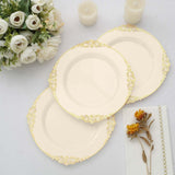 10 Pack | 8inch Round Plastic Dessert Salad Plates In Vintage Ivory