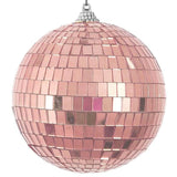 Blush / Rose Gold Foam Disco Mirror Ball With Hanging Strings, Holiday Christmas Ornaments#whtbkgd