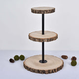 19inch 3-Tier Tower Natural Wood Slice Cheese Board Cupcake Stand, Rustic Centerpiece