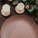 6 Pack | 10inch Rustic Brown Wood Grain Shatterproof Melamine Dinner Plates, Round Farmhouse Style