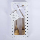 Gold Metal Spoon & Fork Pre-Packed Bridal Shower Wedding Party Favors Set With Leaf Shaped Handle