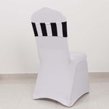 5 Pack | Black/White Stripe Spandex Fit Chair Sashes, Elastic Bands - 5x14Inch