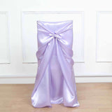 Lavender Lilac Satin Self-Tie Universal Chair Cover, Folding, Dining, Banquet and Standard