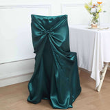 Peacock Teal Satin Self-Tie Universal Chair Cover, Folding, Dining, Banquet