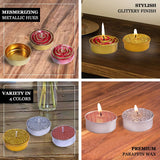 2 Pack | Red/Gold Glitter Rose Tealight Candles Unscented Dripless Wax