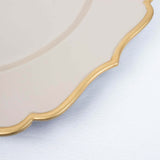 6 Pack | 13inch Taupe / Gold Scalloped Rim Acrylic Charger Plates, Round Plastic Charger Plates