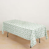 Dusty Sage Green Polyester Rectangular Tablecloth in French Toile Pattern