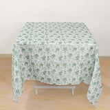 Dusty Sage Green Polyester Square Tablecloth in French Toile Pattern