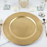 6 Pack | 13Inch Metallic Gold Round Acrylic Plastic Charger Plates, Dinner Party Table Decor